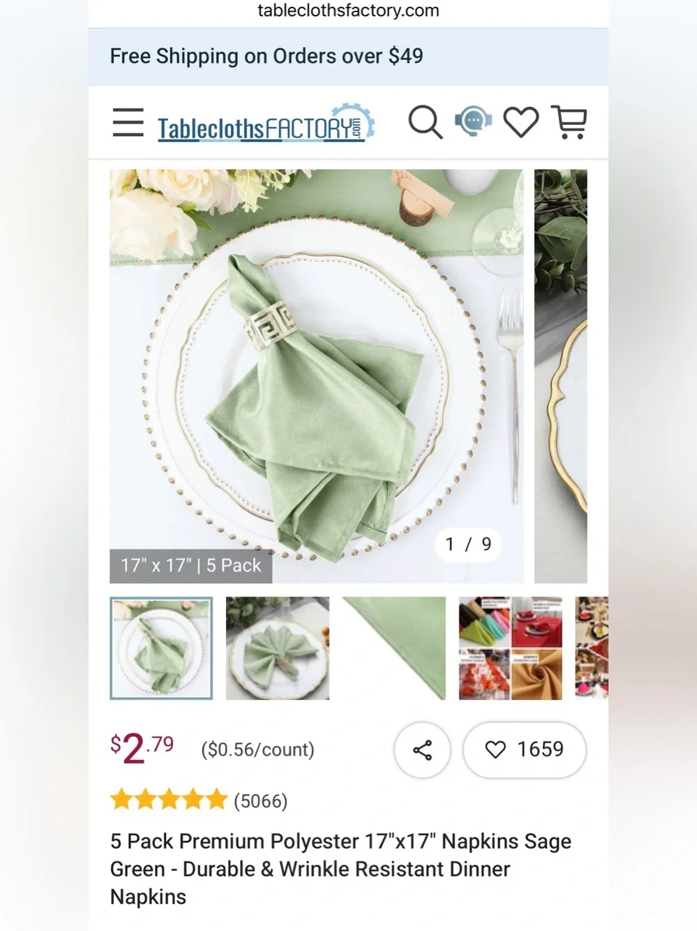 Sage Green Wedding Dinner Napkins - 115